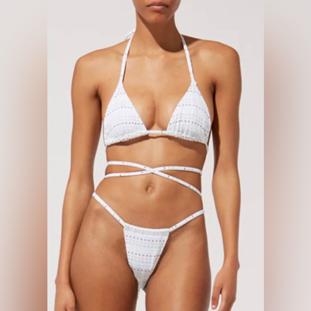 Solid & Striped Women’s Sz Small White Blue Yellow Baby Dot The Raine Bikini Set
